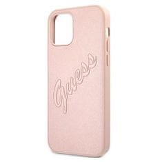 Guess GUHCP12MRSAVSRG hard silikonové pouzdro iPhone 12 / 12 Pro 6,1" pink Saffiano Vintage Script