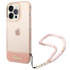 Guess GUHCP14LHGCOHP hard silikonové pouzdro iPhone 14 PRO 6.1" pink Translucent Pearl Strap