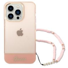 Guess GUHCP14LHGCOHP hard silikonové pouzdro iPhone 14 PRO 6.1" pink Translucent Pearl Strap