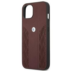 Bmw BMHCP13MRSPPR hard silikonové pouzdro iPhone 13 6.1" red Leather Curve Perforate