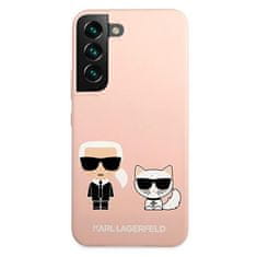 Karl Lagerfeld KLHCS22MSSKCI hard silikonové pouzdro Samsung Galaxy S22 PLUS 5G light pink Silicone Ikonik Karl & Choupette