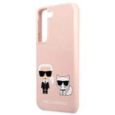 Karl Lagerfeld KLHCS22MSSKCI hard silikonové pouzdro Samsung Galaxy S22 PLUS 5G light pink Silicone Ikonik Karl & Choupette