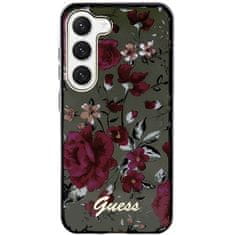 Guess GUHCS23MHCFWSA hard silikonové pouzdro Samsung Galaxy S23 PLUS 5G khaki Flower Collection