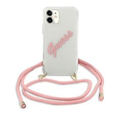 Guess GUHCP12SCRTVSPI hard silikonové pouzdro iPhone 12 Mini 5.4" pink Script Vintage with cord