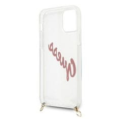 Guess GUHCP12SCRTVSPI hard silikonové pouzdro iPhone 12 Mini 5.4" pink Script Vintage with cord