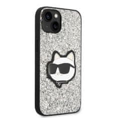 Karl Lagerfeld KLHCP14MG2CPS hard silikonové pouzdro iPhone 14 PLUS 6.7" silver Glitter Choupette Patch