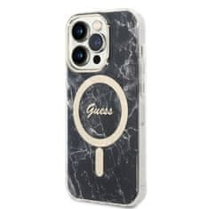 Guess GUBPP14XHMEACSK sada nabíječky MagSafe a pouzdra na iPhone 14 PRO MAX 6.7" black Marble MagSafe