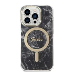 Guess GUBPP14XHMEACSK sada nabíječky MagSafe a pouzdra na iPhone 14 PRO MAX 6.7" black Marble MagSafe