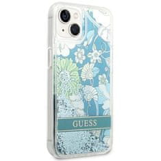 Guess GUHCP14SLFLSN hard silikonové pouzdro iPhone 14 6.1" green Flower Liquid Glitter