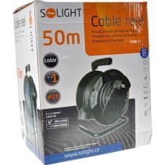 Solight  Prodlužovací kabel na bubnu - 1 zásuvka, 50m, 3 x 1,5mm, IP20, černý