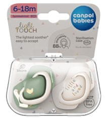 Canpol babies Dudlík silikonový symetrický Light touch GOOSE 6-18m 2ks