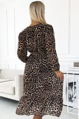 Numoco Dámské midi šaty Wild leopard One size