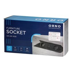 Orno Výklopný blok zapuštěný ORNO OR-GM-9035/G, 2x 230V, 2x USB (A+C type; 3.6A), barva stříbrná