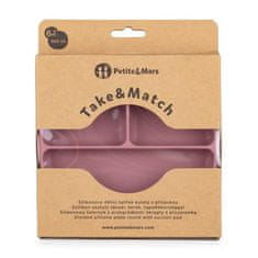 Petite&Mars Talířek silikonový dělící kulatý Take&Match Dusty Rose 6m+