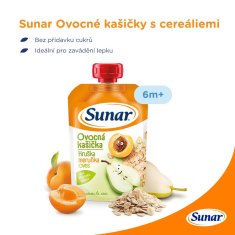 Sunar Kapsička Ovocná kašička hruška meruňka ovesné vločky 120 g