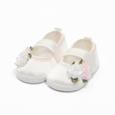 NEW BABY Kojenecké saténové capáčky Ivory Flowers 0-3 m 11,5 3- 6 m Dle obrázku