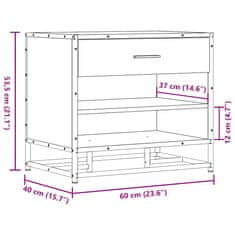 Vidaxl Lavice s botníkem hnědý dub 60x40x53,5 cm kompozit a kovu