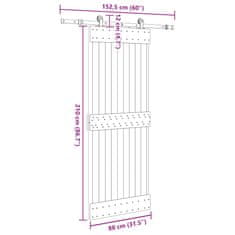 Vidaxl Posuvné dveře s kováním 80 x 210 cm masivní borové dřevo