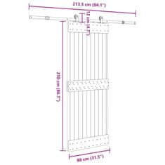 Vidaxl Posuvné dveře s kováním 80 x 210 cm masivní borové dřevo