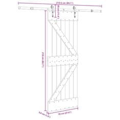 Vidaxl Posuvné dveře s kováním 70 x 210 cm masivní borové dřevo