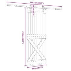 Vidaxl Posuvné dveře s kováním 80 x 210 cm masivní borové dřevo