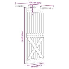 Vidaxl Posuvné dveře s kováním 70 x 210 cm masivní borové dřevo