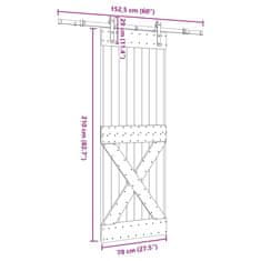 Vidaxl Posuvné dveře s kováním 70 x 210 cm masivní borové dřevo