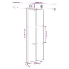 Vidaxl Posuvné dveře s kováním 76x205 cm tvrzeného sklo a hliník