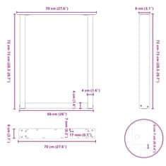 Vidaxl Nohy konferenčního stolku ve tvaru U 3 ks černé 70x(72-73) cm