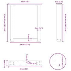 Vidaxl Nohy konferenčního stolku ve tvaru U 2 ks antracit 38x(42-43)cm