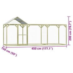 Vidaxl Klec pro kuřata 4,5 x 1,5 x 2 m impregnovaná borovice