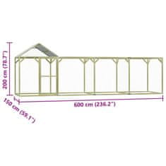 Vidaxl Klec pro kuřata 6 x 1,5 x 2 m ocel