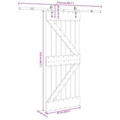 Vidaxl Posuvné dveře s kováním 85 x 210 cm masivní borové dřevo