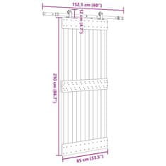 Vidaxl Posuvné dveře s kováním 85 x 210 cm masivní borové dřevo