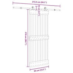 Vidaxl Posuvné dveře s kováním 85 x 210 cm masivní borové dřevo