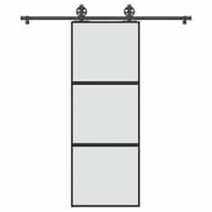 shumee vidaXL Posuvné dveře s kováním 76x205 cm tvrzeného sklo a hliník