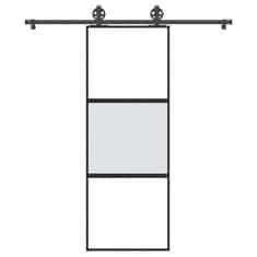 shumee vidaXL Posuvné dveře s kováním 76x205 cm tvrzeného sklo a hliník