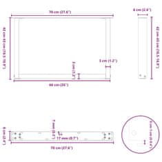 Vidaxl Nohy konferenčního stolku ve tvaru U 2 ks černé 70x(42-43) cm