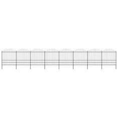 Vidaxl Zahradní plot s hroty ocel (1,75–2) x 13,6 m černý