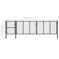 Vidaxl Zahradní brána ocel 500 x 125 cm antracitová