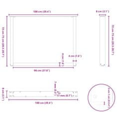 Petromila Nohy konferenčního stolku ve tvaru U 2 ks černé 100x(72-73) cm