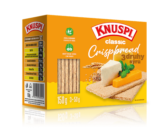 Knuspi Classic Crispbread 150 g 3 druhy sýra