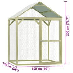 Vidaxl Klec pro kuřata 1,5 x 1,5 x 2 m impregnovaná borovice