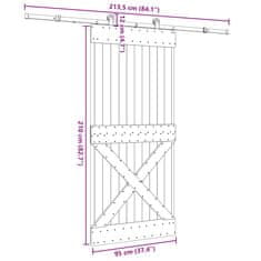 Vidaxl Posuvné dveře s kováním 95 x 210 cm masivní borové dřevo