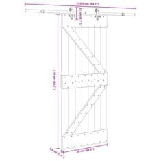 Vidaxl Posuvné dveře s kováním 85 x 210 cm masivní borové dřevo