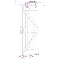 Vidaxl Posuvné dveře s kováním 70 x 210 cm masivní borové dřevo