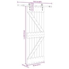 Vidaxl Posuvné dveře s kováním 70 x 210 cm masivní borové dřevo