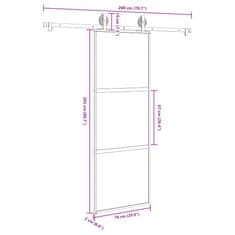 Vidaxl Posuvné dveře s kováním 76x205 cm tvrzeného sklo a hliník