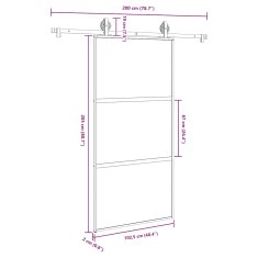 Vidaxl Posuvné dveře s kováním 102,5x205 cm tvrzeného sklo a hliník