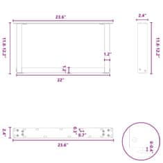 Petromila Nohy konferenčního stolku ve tvaru U černé 60x(30-31) cm ocel